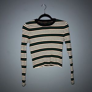 forever 21 long sleeve striped crop top